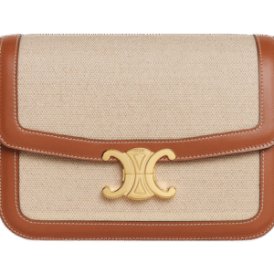 CELINE : Classique Triomphe bag in textile and calfskin