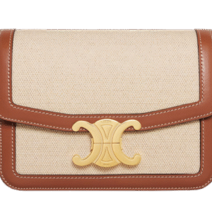 CELINE : Triomphe teen bag in textile and calfskin